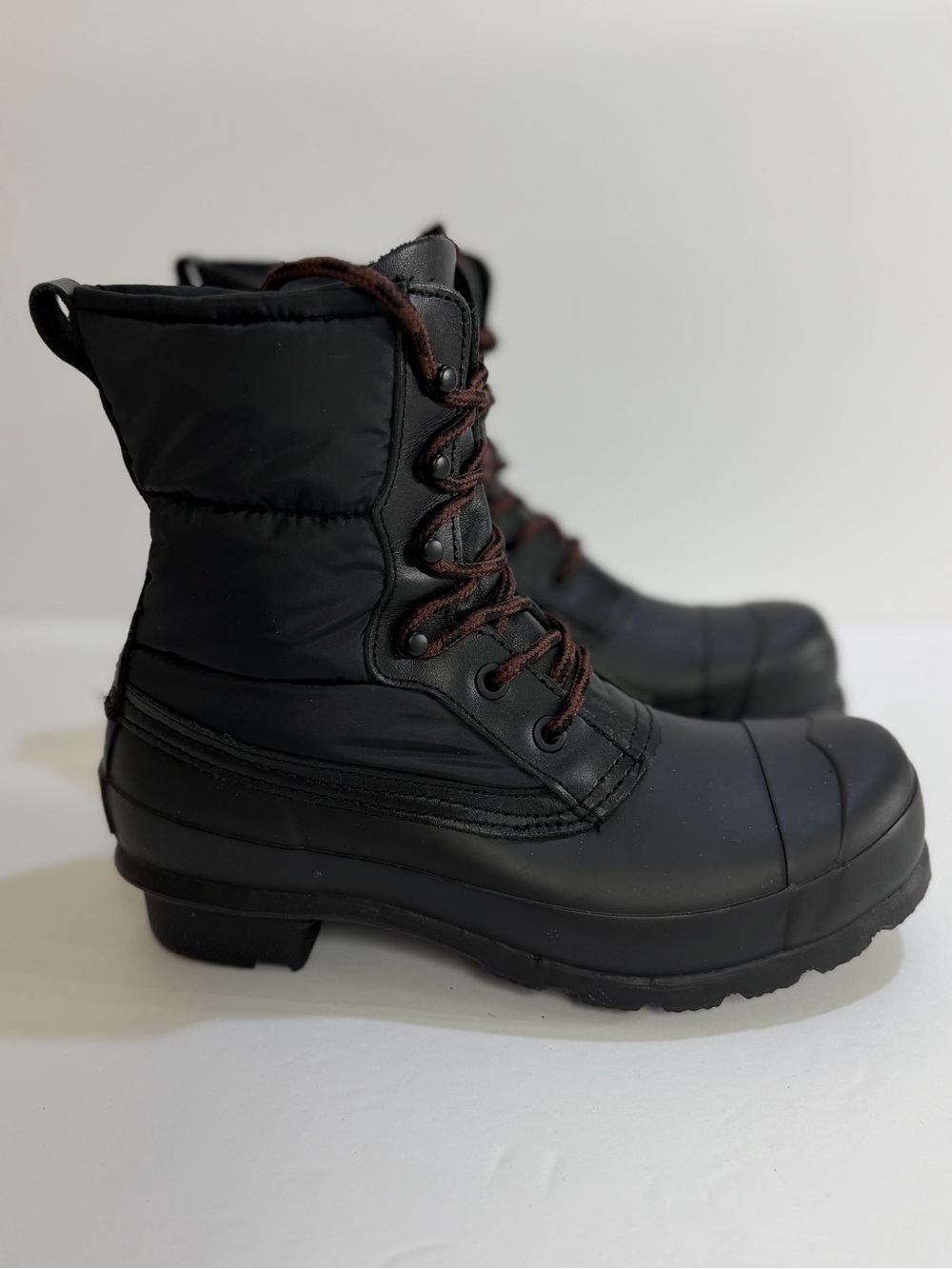 Hunter Original Insulated Lace-Up Rain Boots Black Size 6 Waterproof Duck Boots